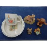 Wedgewood peter rabbit bowl and cup- small blemish on cups rim plus small ornaments