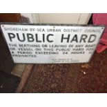 Vintage Alloy Public Hard Sign Shoreham by Sea 17 x 30 1/2 inches