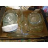 Box of Pyrex dishes