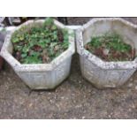 Pair of Hexagonal Garden Pots 11 1/2 inches tall 15 1/2 wide