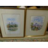 2 geo fall signed Watercolours 21x28 (without mount and frame) of Gray's court, Geo fall, York