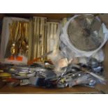 Box of cutlery, cake slices, napkin rings etc