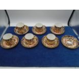 6 xRoyal crown Derby 'Imari' coffee cups/cans and saucers and 1 spare saucer