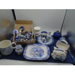 selection of blue and white china to include Delft