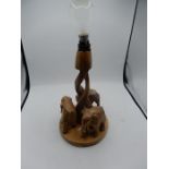 Vintage Carved Wooden Elephants table lamp