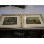2 macabre hunting scene prints, 50 x 40cm