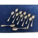 Set of 12 Silver ( London ) Rat Tail Tea Spoons 144 grams