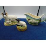James Herriot country kitchen sheep sugar bowl, gravy pot and mint sauce boat (no spoon)