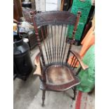 Stick back Armchair with leather seat