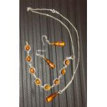 Amber earrings, bracelet and pendant with 925 chain