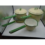 Retro enamel saucepans