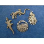 continental silver amphibian brooches, peacock pendant/brooch, Norsk brooch