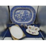 Royal worcester serving dish, egg coddlers, boxed porcelain dish and un named meat plate
