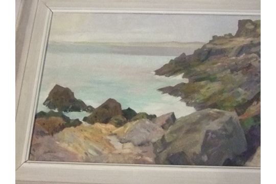 Reginald Smith Rocks at St Ives Oil on canvas 24 x 16 inches - Image 4 of 5