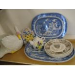 w, smith and co 1845-1855 meat charger, blue and white mid century meat charger, 2 enoch wedgewood