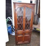 Old Charm Corner Cabinet with Lead Glazed Doors