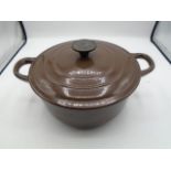 Le Crueset casserole dish in brown