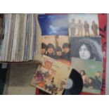 Box of records to include vertigo swirl, Beach Boys, ELO, Bill withers, Doors, Beatles