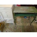 pretty green console-drawer missing and fold down painted cabinet (hole cut at back inside)