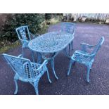 Cast Aluminium Garden Table and 4 Cast Iron Chairs