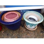 4 Modern Glazed Plant Pots various sizes