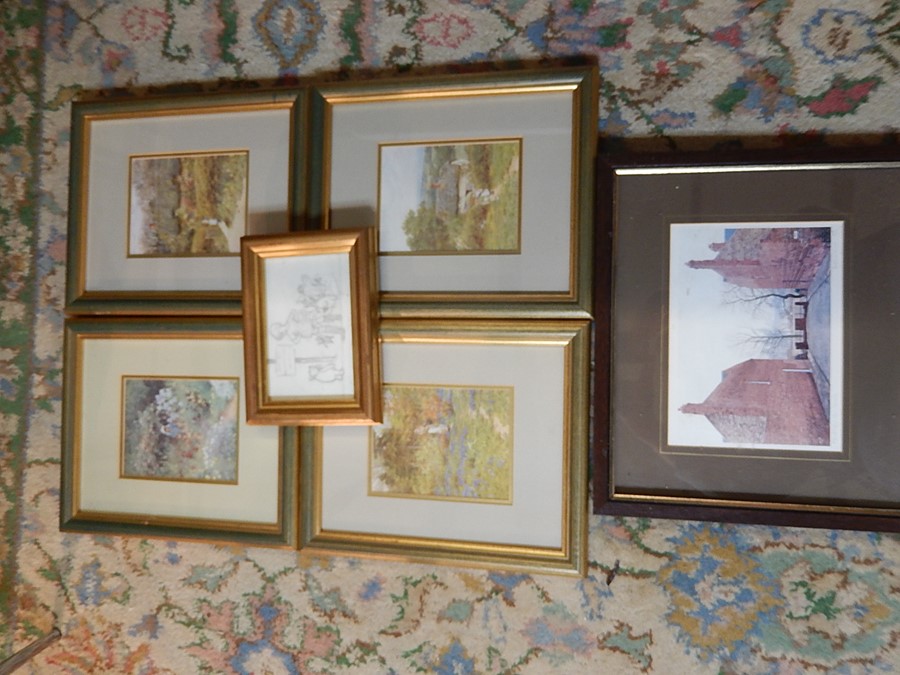 Helen Allingham 4 framed cottage prints 15x11 cm (print only) winnie the pooh 16x11cm print of