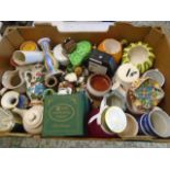Box of mixed china and national trust coasters