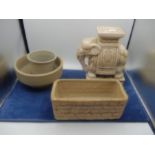 ceramic elephant, Hillstonia bowl and planter