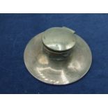 Hallmarked Silver Inkwell with weighted base. ( damage to neck where top has been bent lid does