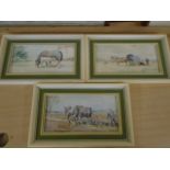 Jason Partner 3 framed watercolours of horse subjects