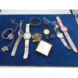 Box of costume jewellery and watches