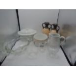 Royal Worcester items, a jug, terrine with lid and 2 bowls, chippendale dish, czech vases etc