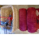 Large log basket with xmas tree holders and 2 bolster cushions