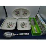 portmeirion dishes, cake slice and serving spoon
