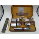 Vintage mens grooming set in case and case cut throat razor by jameson and co