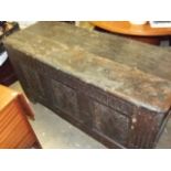 Antique Oak Coffer with carved design on panels