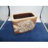 Quantock Pottery Rectangular Fish Vase 4 1/2 x 8 1/2 inches 7 tall