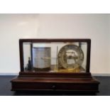Mahogany drum barograph with barometer dial by Kelvin White & Hutton, London