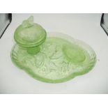 Green Glass dressing table set