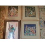 Embroidery on silk pictures and mosaic oriental warrior