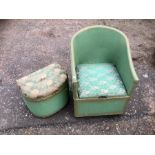 Lloyd loom style commode chair and linen bin