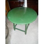 Vintage Green Painted Oak Table 29 1/2 inches wide 27 1/2 tall