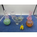various coloured glass items