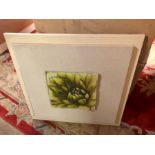 Painted glass plaque flower picture