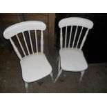2 White painted stick back chairs