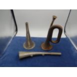 Copper bugle and white metal horns