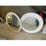 2 Vintage Oval Wood Framed Mirrors