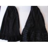 Two black Victorian mourning skirts (underskirts/petticoats?) with ruffled edge longer skirt silky