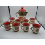 schramberg tea set consisting of tea pot, milk jug, sugar bowl, 6 cups