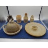 stone ware cheese dome and pots
